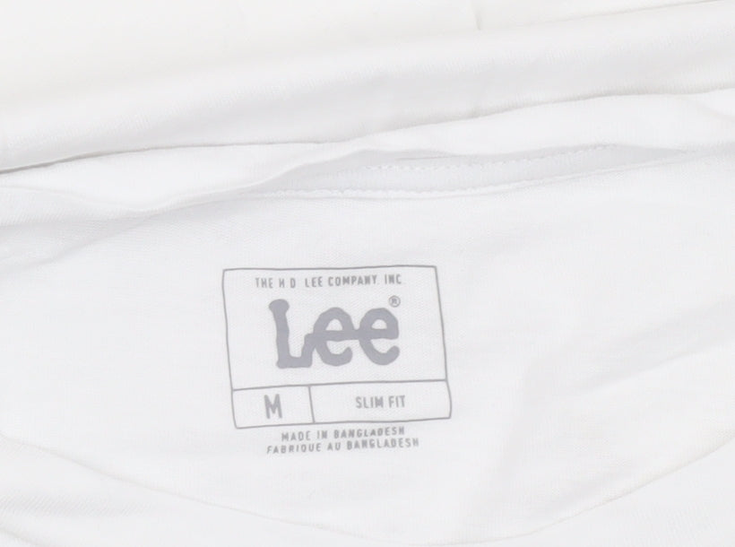 Lee Women's White Slim Fit Crew Neck Cotton T-Shirt M