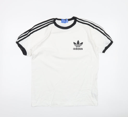 Adidas Women's White Black Ringer T-Shirt Size L Casual Sportswear