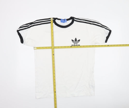 Adidas Women's White Black Ringer T-Shirt Size L Casual Sportswear