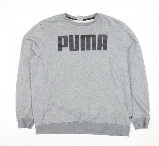Puma Men's Grey XL Crew Neck Logo Pullover Sweatshirt