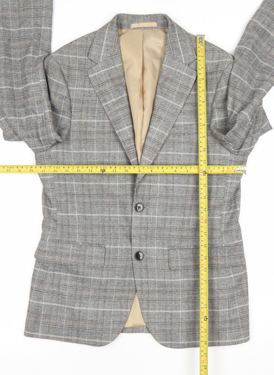 Moss London Grey Check Wool Blend Single Breasted Blazer UK 36S Women's
