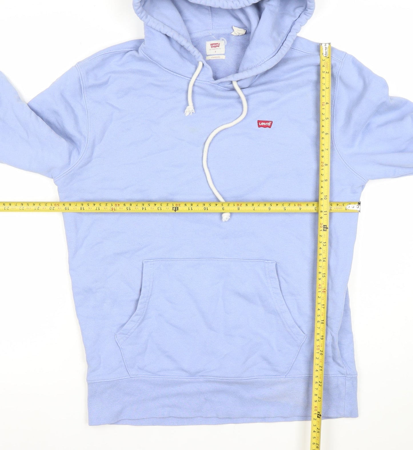 Levi's Men Blue Pullover Hoodie Size S Regular Fit Cotton Logo
