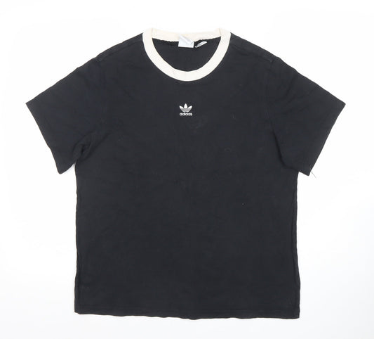 Adidas Women’s Black Ringer T-Shirt Size 12 Cotton Casual