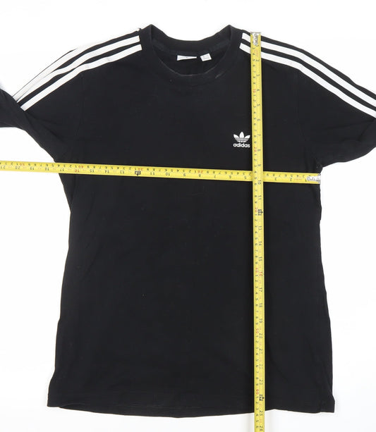 Adidas Womens Black Long Sleeve Striped Jersey T-Shirt UK 12