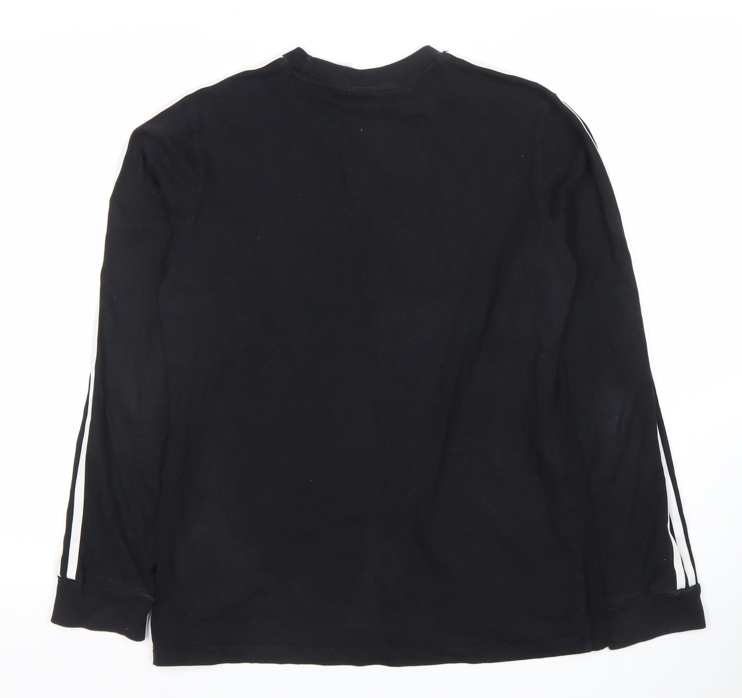 Adidas Womens Black Long Sleeve Striped Jersey T-Shirt UK 12