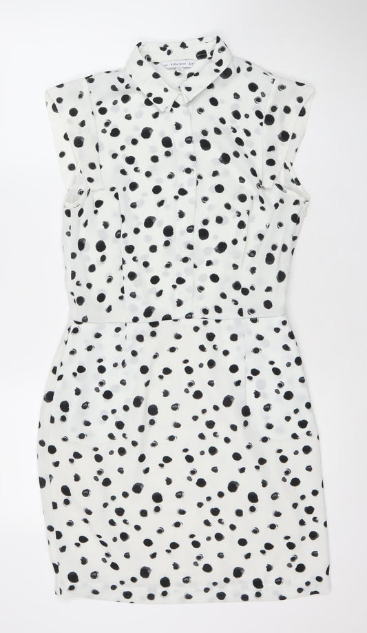 Boden Women’s White Polka Dot Viscose Sheath Dress Size 8