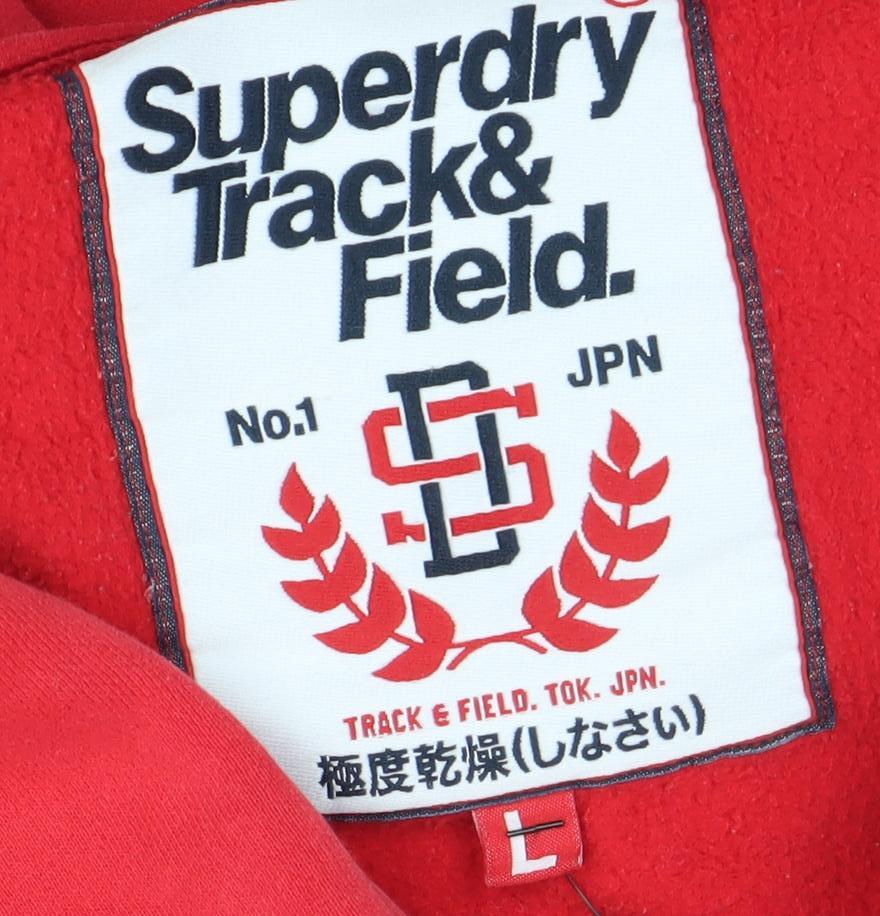 Superdry Women's Red Full Zip Hoodie Size L Cotton Blend Athletic Style