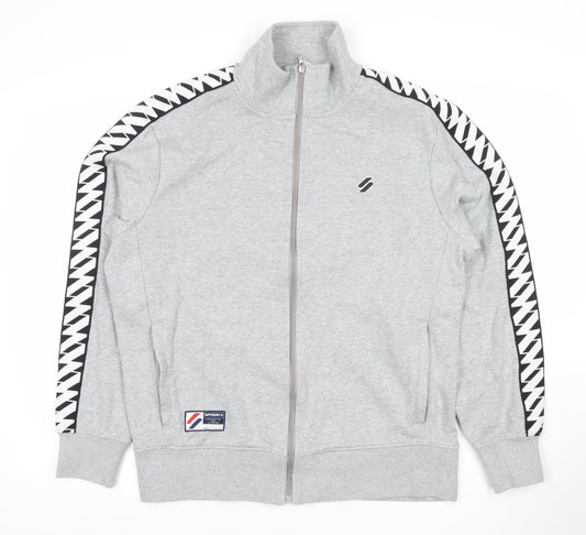 Superdry Mens Grey Full Zip Track Sweatshirt Jacket Size L