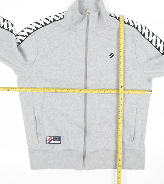 Superdry Mens Grey Full Zip Track Sweatshirt Jacket Size L