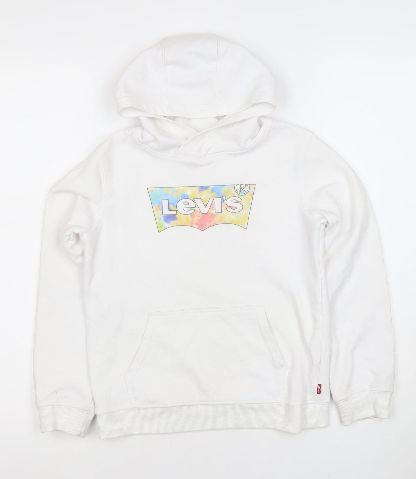 Levi's Girls White Pullover Hoodie 8 Years Fleece Logo Graphic Cotton Blend