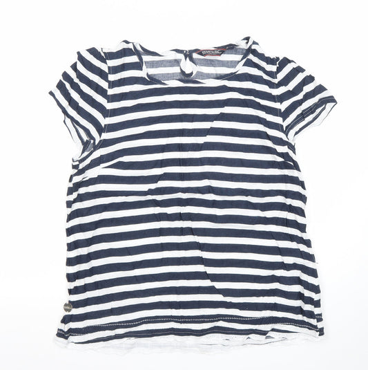 Regatta Women Blue Striped Short Sleeve Cotton T-Shirt Size 16