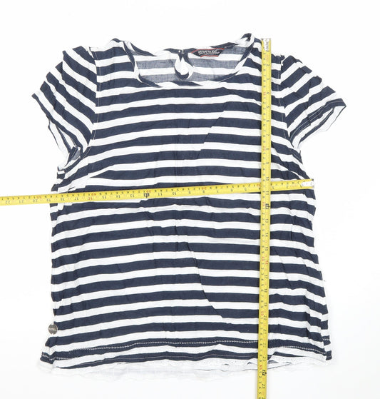 Regatta Women Blue Striped Short Sleeve Cotton T-Shirt Size 16