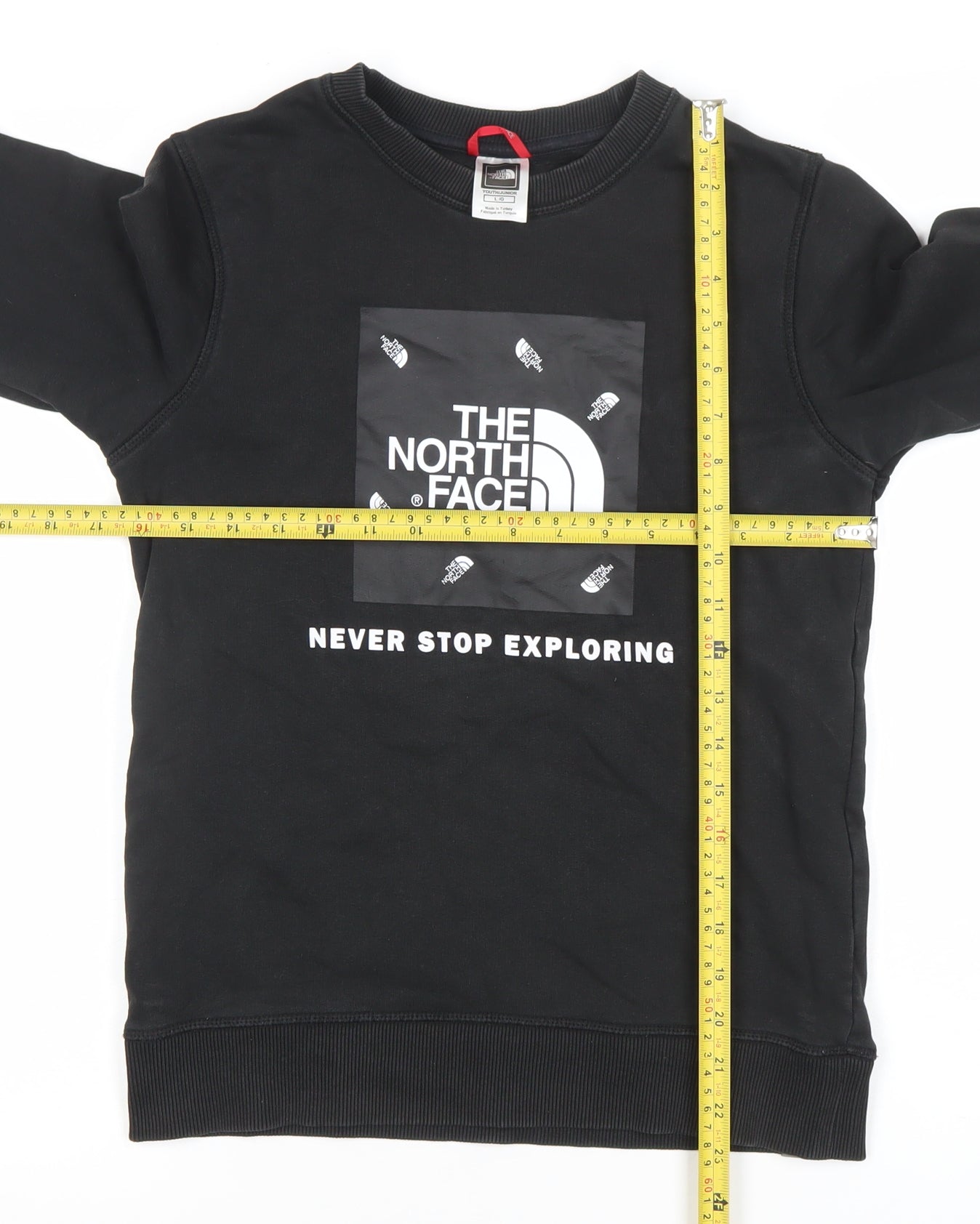 The North Face Boys Black Large Crew Neck Pullover Sweatshirt