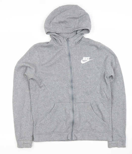 Nike Boys Grey Full Zip Hoodie XL Cotton Blend Casual Sportswear