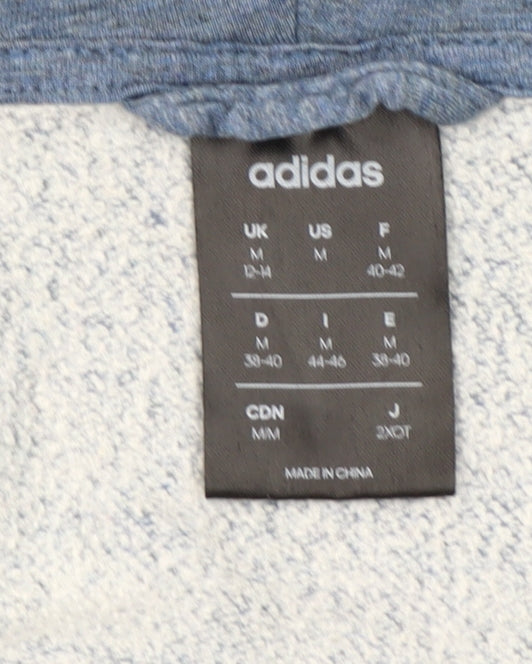 Adidas Women Blue Full Zip Hoodie Size 12-14 Relaxed Fit