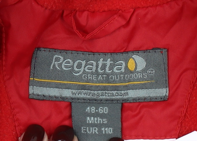 Regatta Boys Red Waterproof Hooded Snowsuit 4-5 Years Winter Full Zip