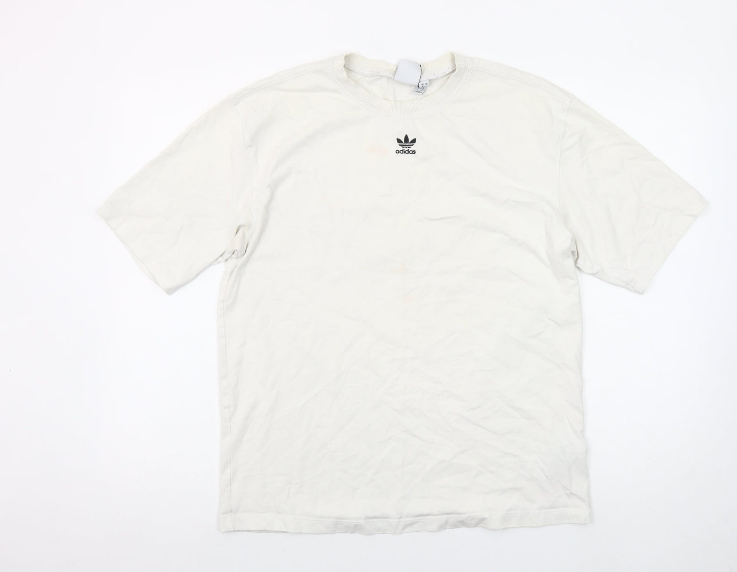 Adidas Womens White Size 8 Basic Short Sleeve Cotton T-Shirt