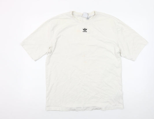 Adidas Womens White Size 8 Basic Short Sleeve Cotton T-Shirt