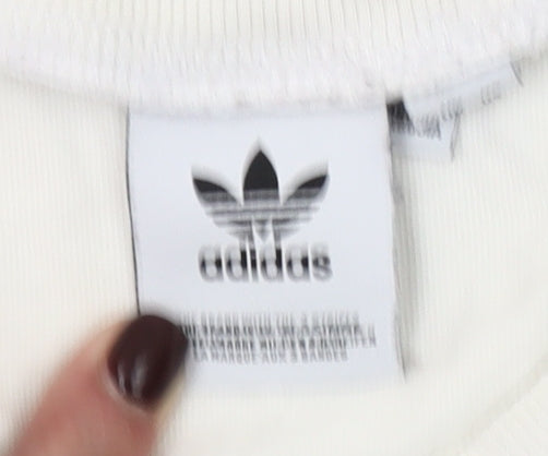 Adidas Womens White Size 8 Basic Short Sleeve Cotton T-Shirt