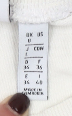 Adidas Womens White Size 8 Basic Short Sleeve Cotton T-Shirt