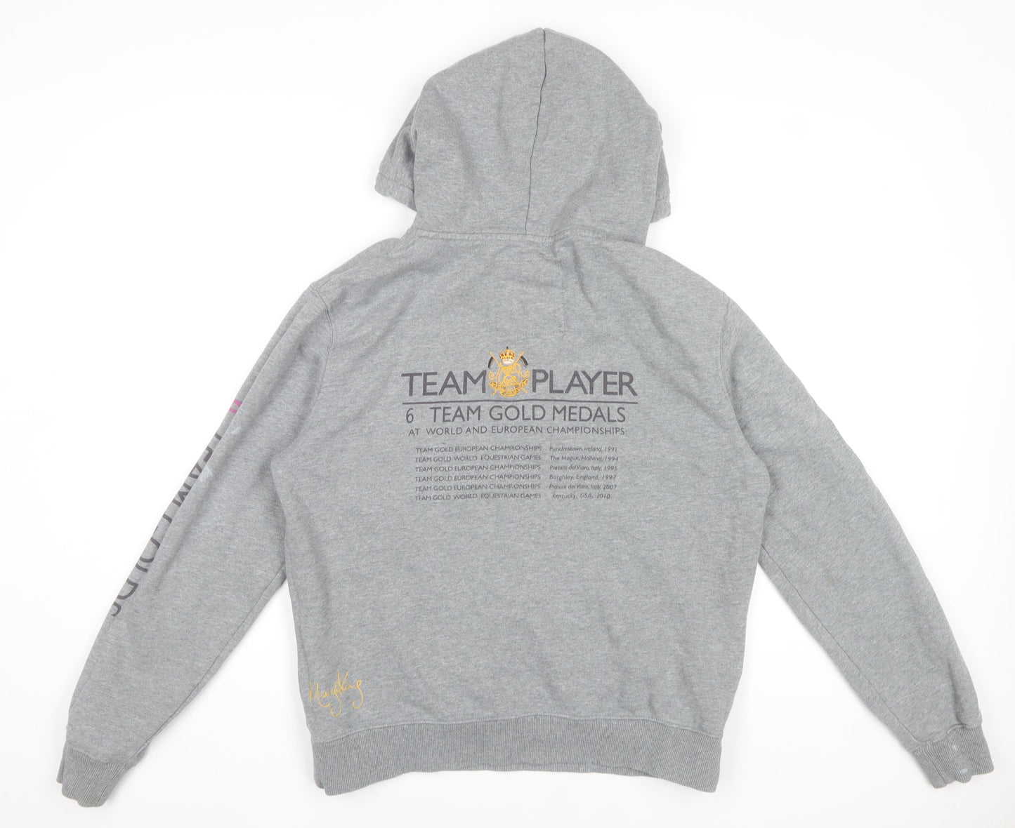 Joules Mary King Grey Hooded Sweatshirt Womens UK 16 Equestrian Print