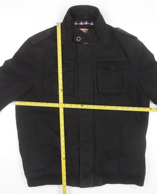 Jack & Jones Men's Black 2XL Military Jacket Cotton Casual