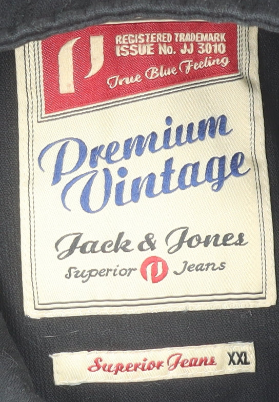 Jack & Jones Men's Black 2XL Military Jacket Cotton Casual