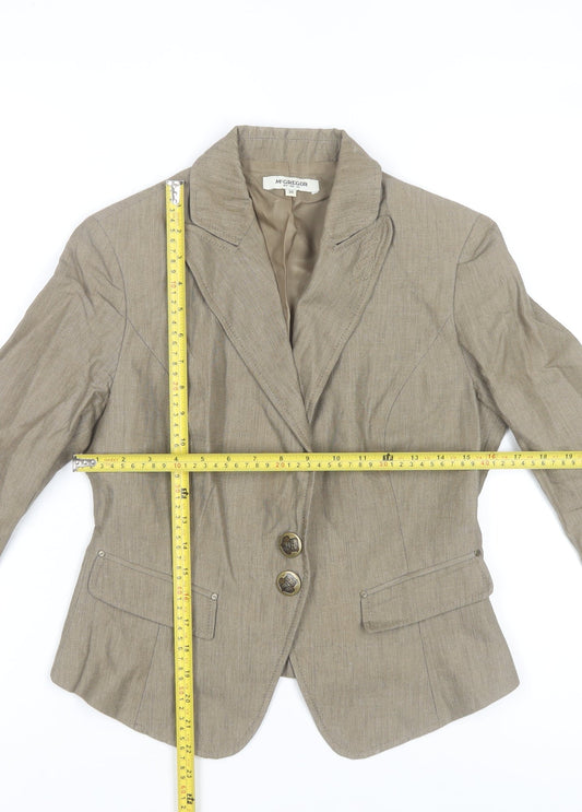 McGregor Womens Beige Linen Cotton Slim Fit Blazer Size 10