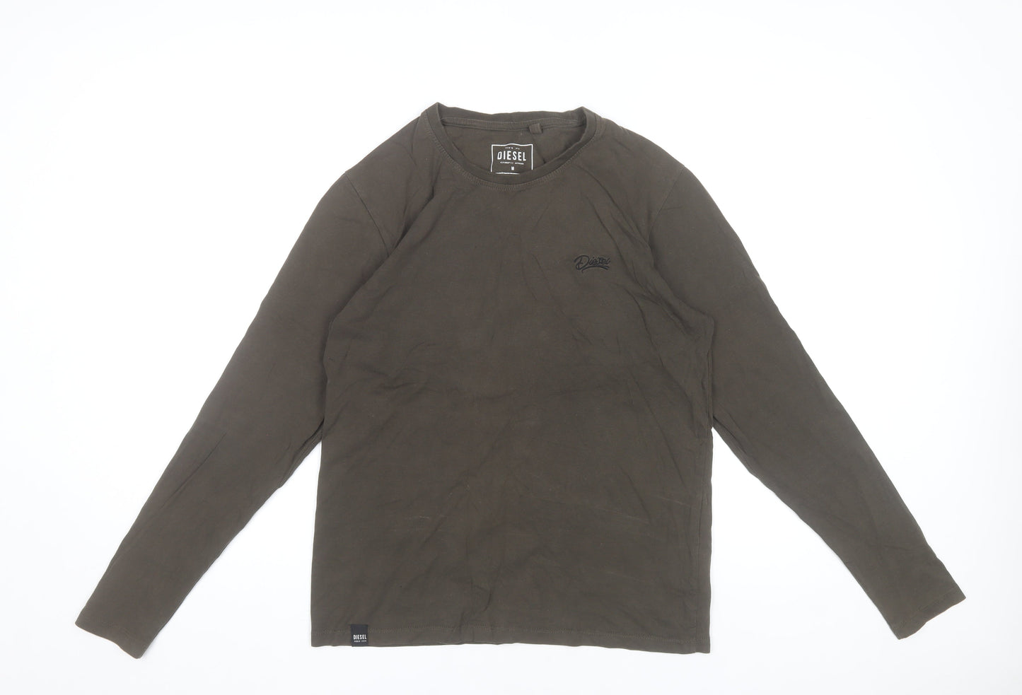 Diesel Men's Brown Long Sleeve Cotton Crew Neck T-Shirt Size M