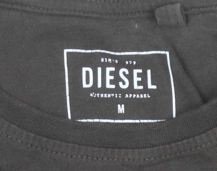 Diesel Men's Brown Long Sleeve Cotton Crew Neck T-Shirt Size M