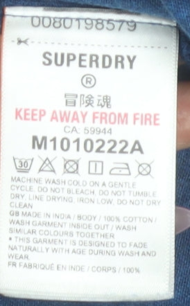 Superdry Men's Blue Cotton Crew Neck Short Sleeve T-Shirt Size M