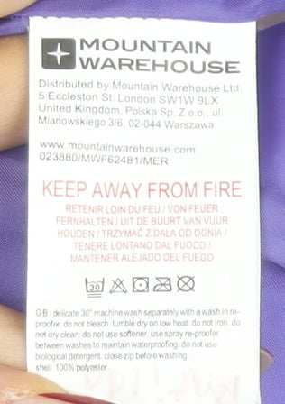 Mountain Warehouse Girls Purple 9-10 Years Quilted Puffer Gilet Waistcoat