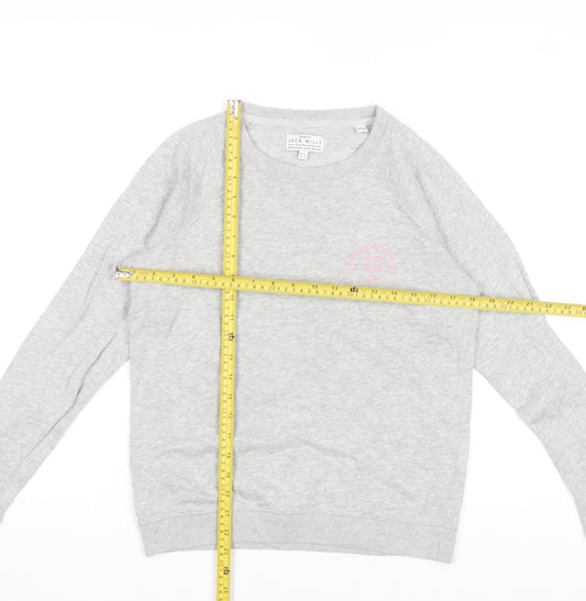 Jack Wills Womens Grey Crew Neck Sweatshirt Size 14 Cotton Blend