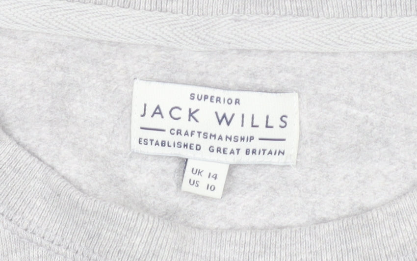 Jack Wills Womens Grey Crew Neck Sweatshirt Size 14 Cotton Blend