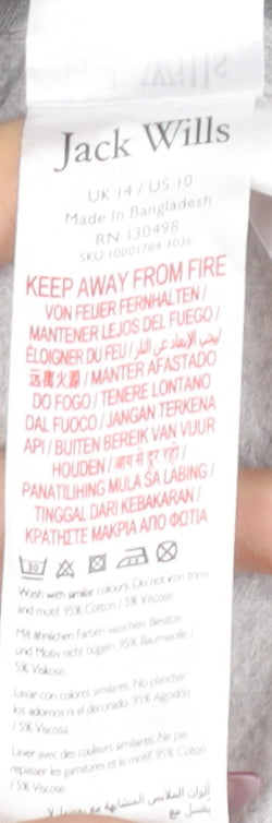 Jack Wills Womens Grey Crew Neck Sweatshirt Size 14 Cotton Blend