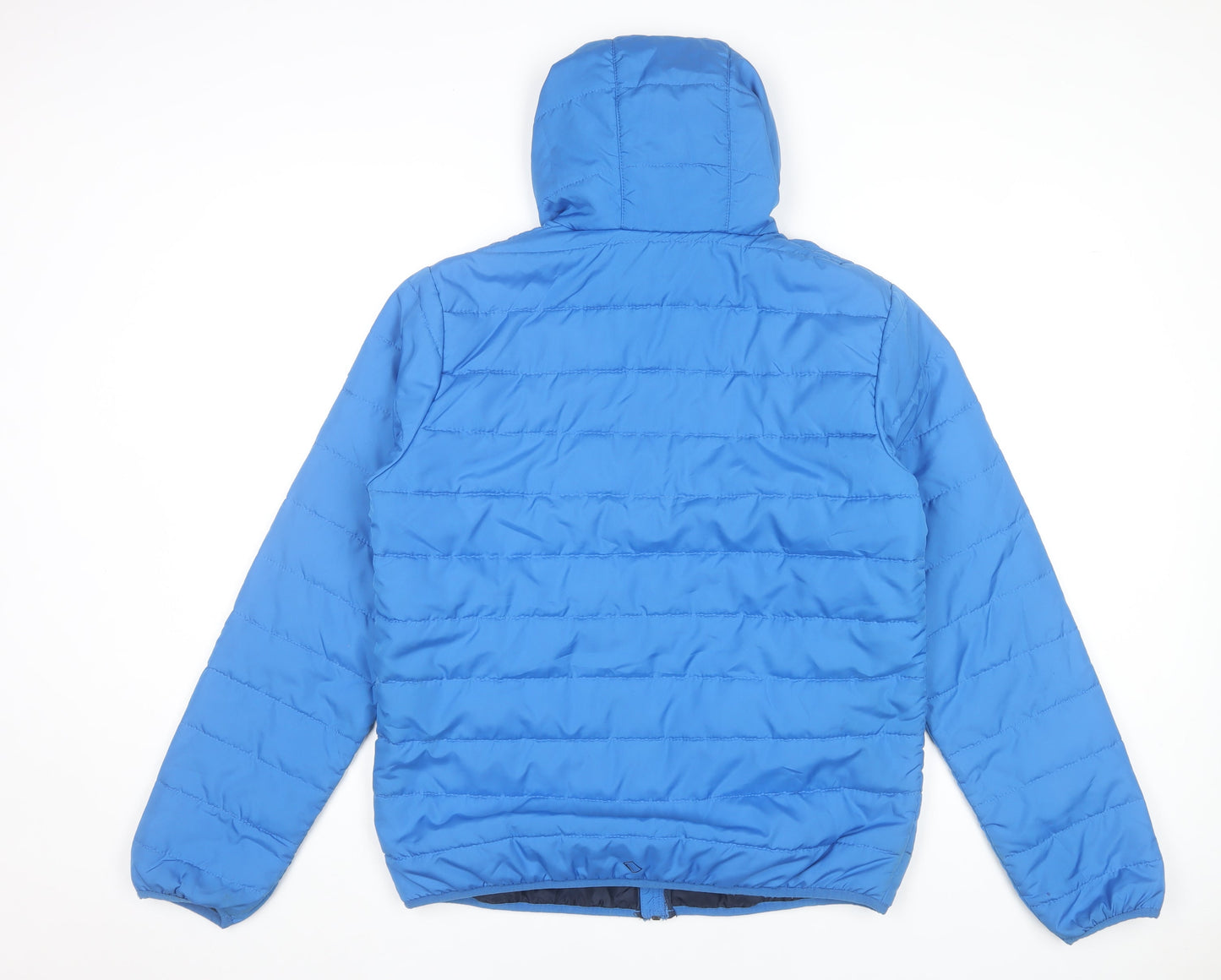 Regatta Men Blue Hooded Puffer Jacket Medium Polyester Warm Outdoor