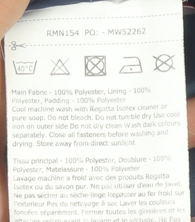 Regatta Men Blue Hooded Puffer Jacket Medium Polyester Warm Outdoor