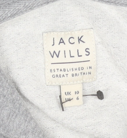 Jack Wills Womens Grey Hoodie UK 10 Cotton Modal Blend Pullover