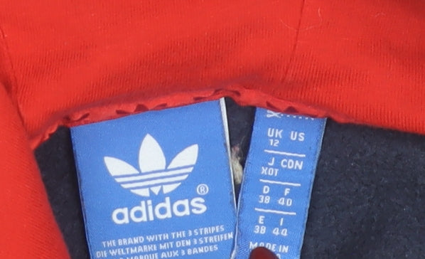 Adidas Women's Black Hoodie Size 12 Pullover Logo Cotton Blend