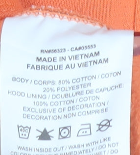 Nike Boys Orange Hoodie Large Standard Fit Cotton Blend Pullover