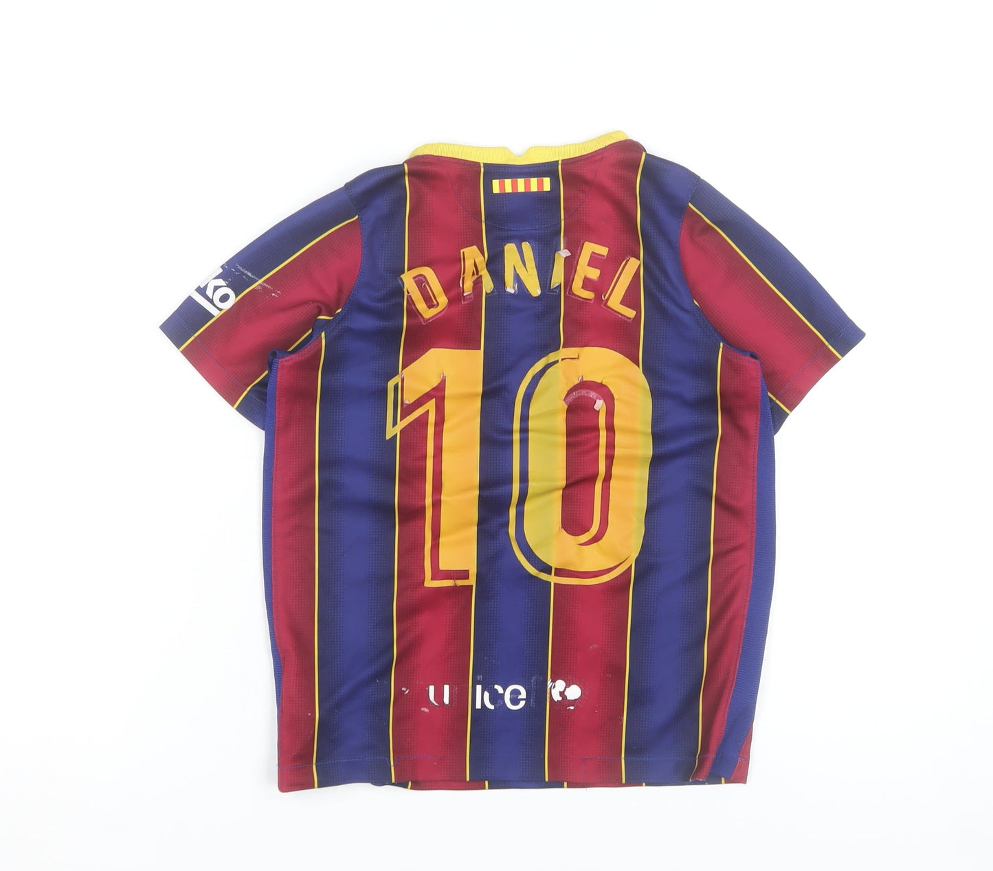 Nike Boys Barcelona Football T-Shirt Multicoloured 7-8 Years Jersey Top