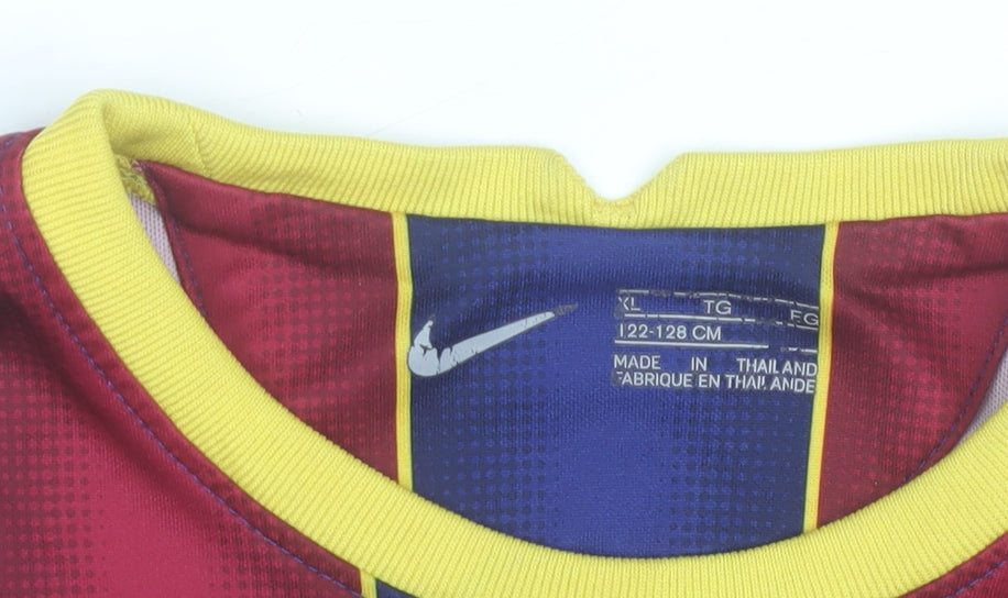 Nike Boys Barcelona Football T-Shirt Multicoloured 7-8 Years Jersey Top