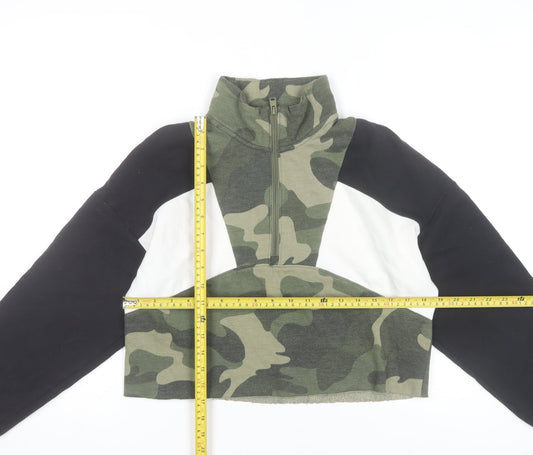 Hollister Women’s Green Camo 1/4 Zip Pullover Sweatshirt Size S