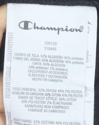 Champion Boys Black Pullover Hoodie 11-12 Years Cotton Blend Logo