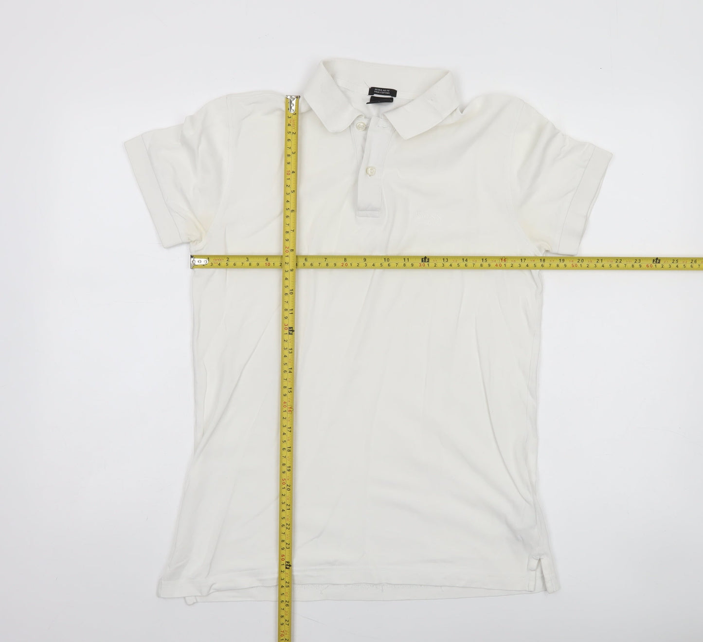 Hugo Boss Men's White Regular Fit Cotton Polo Shirt S