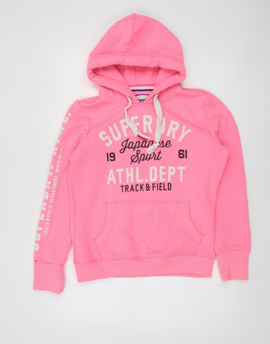 Superdry Women's Pink Pullover Hoodie M Athletic Track & Field