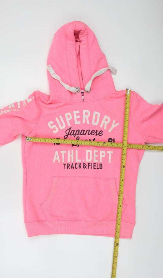 Superdry Women's Pink Pullover Hoodie M Athletic Track & Field