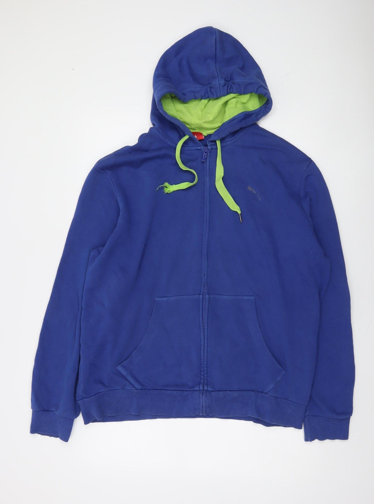 Puma Men's Blue XL Full Zip Hoodie with Green Lining Sports Style