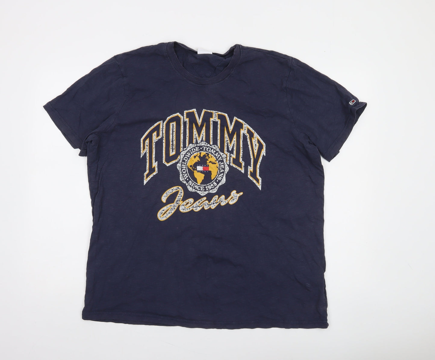 Tommy Jeans Men's Blue 2XL Graphic Logo Short Sleeve Cotton T-Shirt