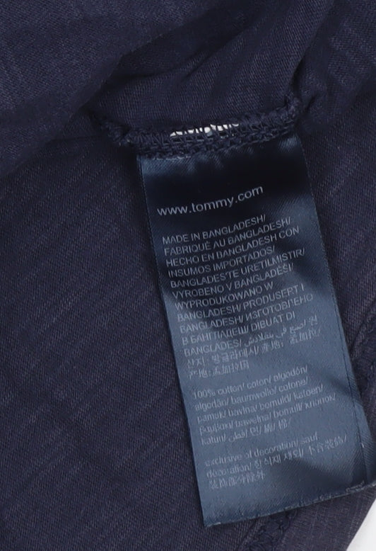 Tommy Jeans Men's Blue 2XL Graphic Logo Short Sleeve Cotton T-Shirt